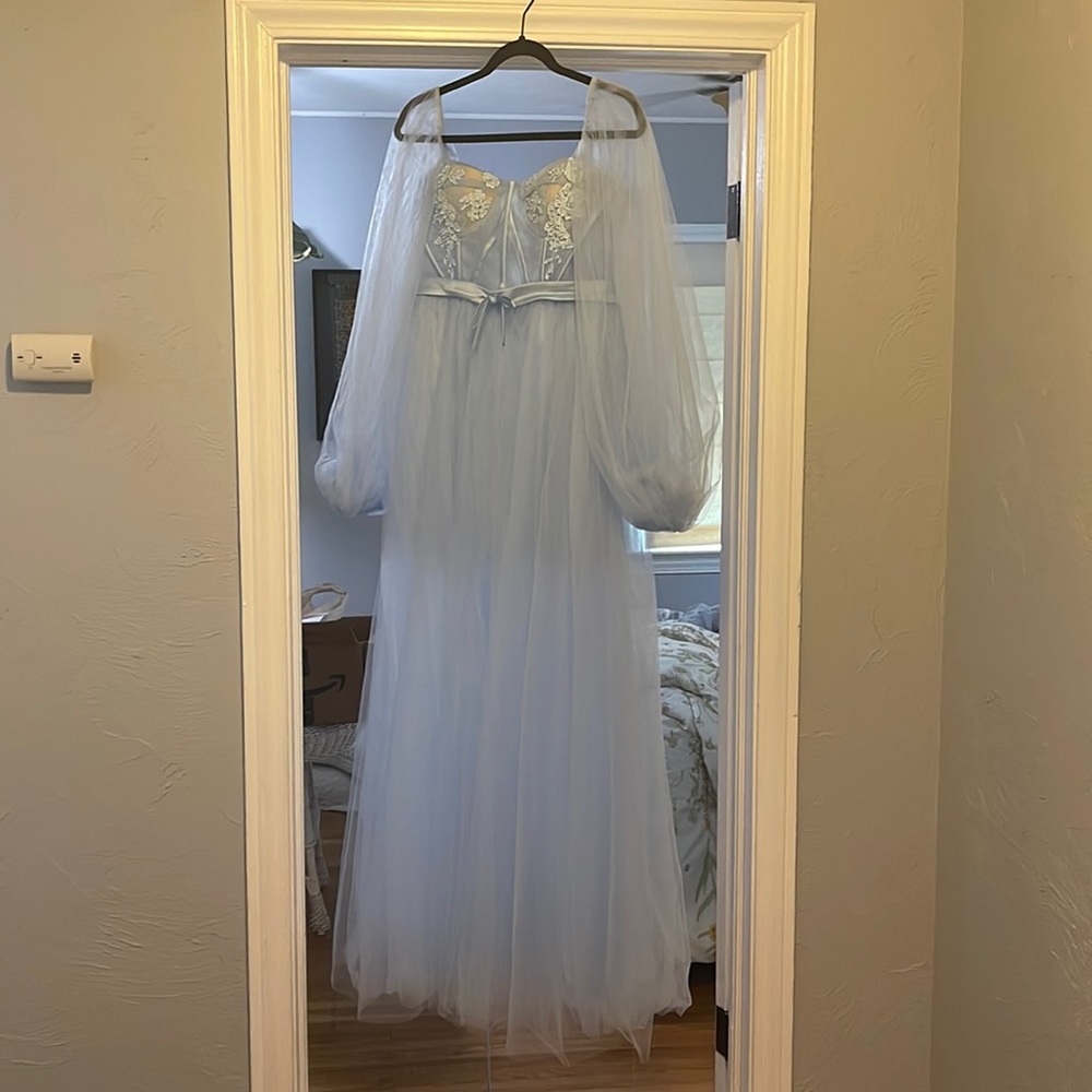 Sky Blue Floor Length Corset Prom/Formal Dress
